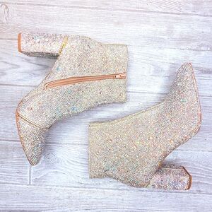 cady rhinstone embellished ankle boots booties silver pointed toe boots 8.5